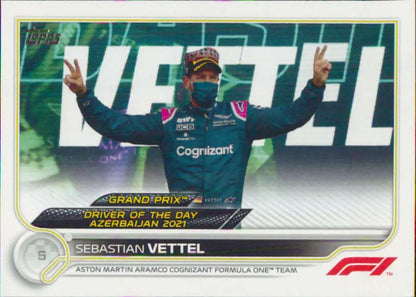 Sebastian Vettel 2022 Topps Formula 1 Racing Card Azerbaijan Grand Prix Driver of the Day