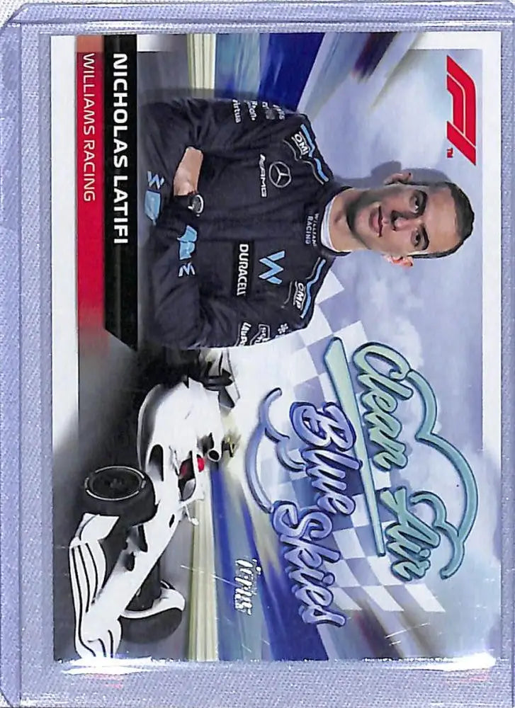 Formula 1 trading card of Nicholas Latifi in Mercedes team attire from Topps Formula