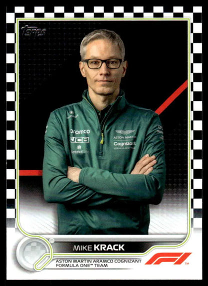 Aston Martin Racing team member in green jacket featuring Mike Krack from Topps Formula