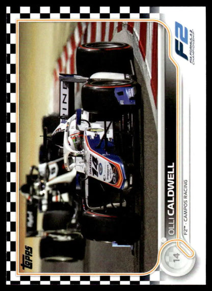 Formula 1 race car with black and silver livery on Topps Formula Checker Flag card