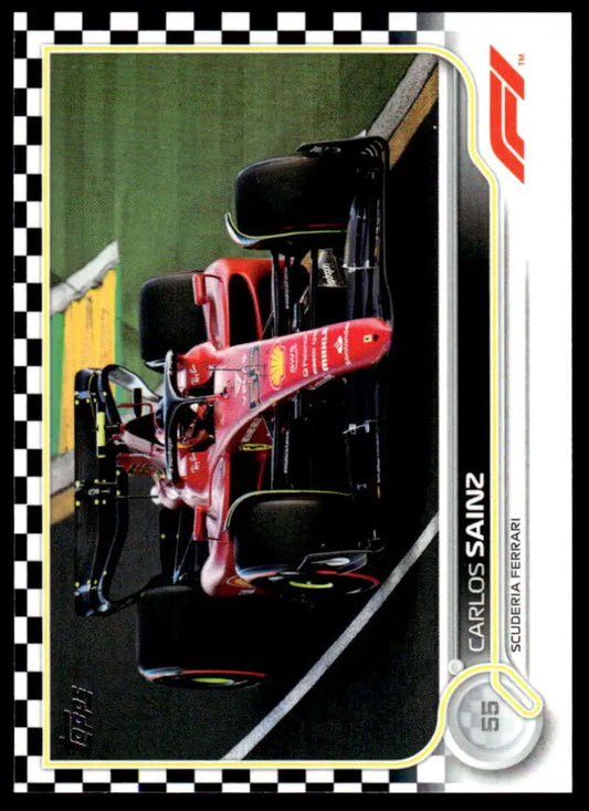 Carlos Sainz 2022 Topps Formula 1 Checker Flag racing car in red and black livery