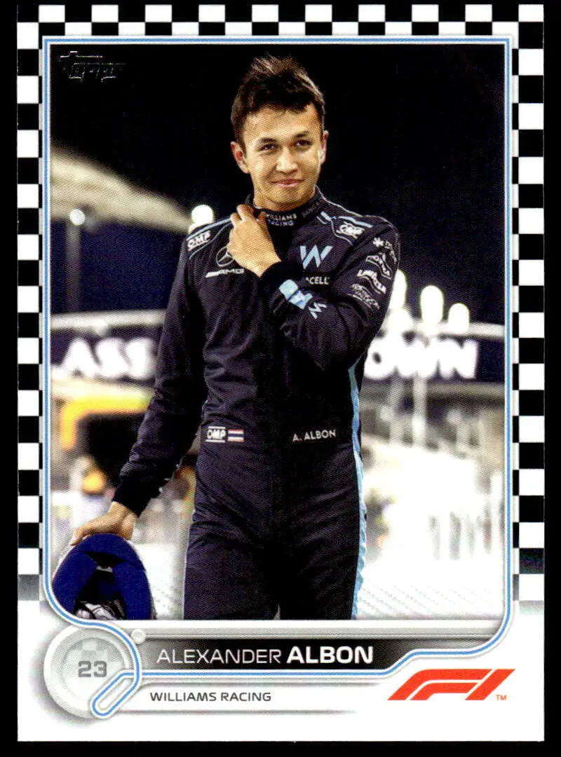 Formula 1 trading card of Alexander Albon in Williams Racing suit, Topps Formula design