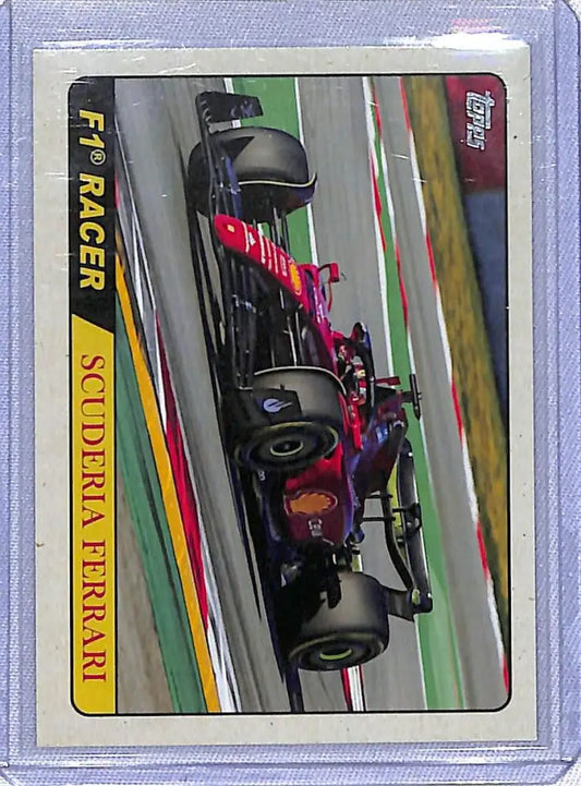 Formula 1 racing car in black and red, featured on Topps Formula trading card Charles Leclerc