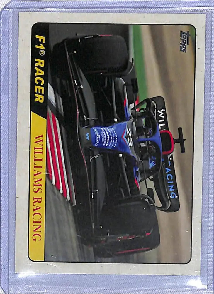 2022 Topps Formula 1 trading card of Alexander Albon in protective sleeve