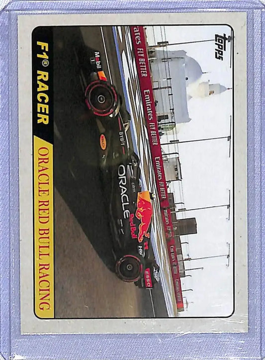 Topps Formula 1 trading card of Sergio Perez’s Oracle-branded Red Bull car