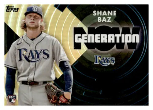 2022 Topps Generation Now Gold Shane Baz baseball card with original gloss, Rays 03/75