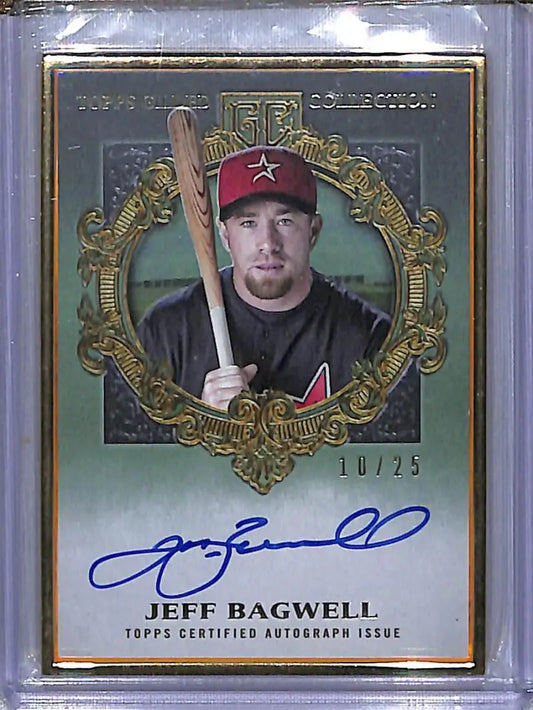 Jeff Bagwell autographed baseball card from 2022 Topps Gilded Collection, Excellent Auto