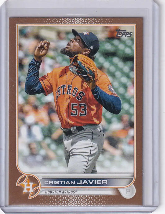 Baseball card of Cristian Javier in Topps Gold 2022 for Houston Astros jersey number 53