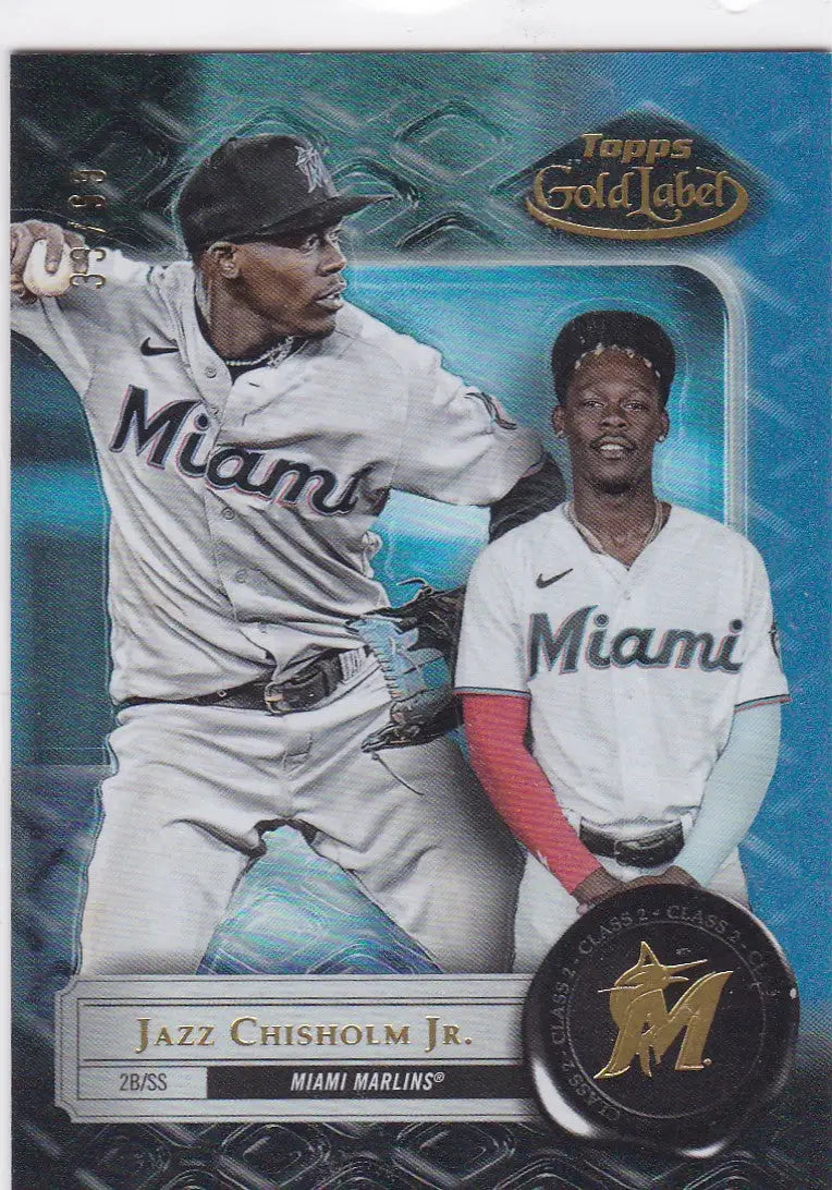 Topps Gold Label Baseball card of Jazz Chisholm Jr. in Miami Marlins home uniform