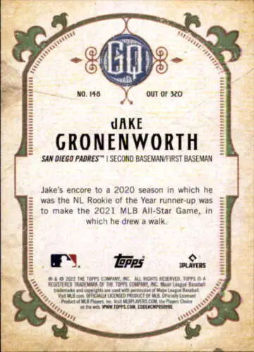 Jake Cronenworth baseball card from Topps Gypsy Queen with original gloss finish