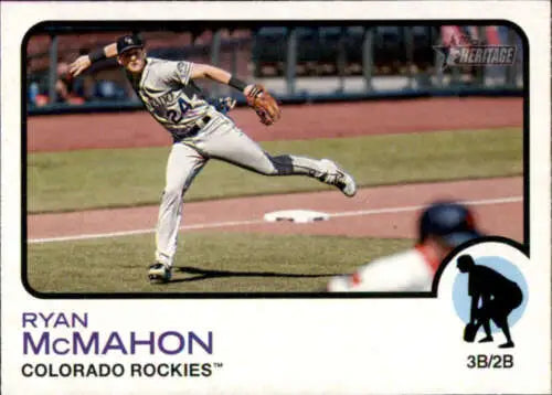 2022 Topps Heritage #114 Ryan McMahon baseball card with original gloss NM-MT Rockies