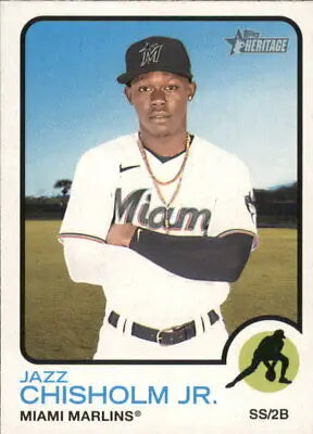 2022 Topps Heritage #120 Jazz Chisholm Jr. Miami Marlins Baseball Card NM-MT