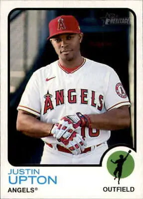 Justin Upton baseball card 2022 Topps Heritage NM-MT Angels original gloss ID:41172