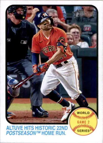 2022 Topps Heritage #206 Jose Altuve NM-MT baseball card hitting a home run original gloss