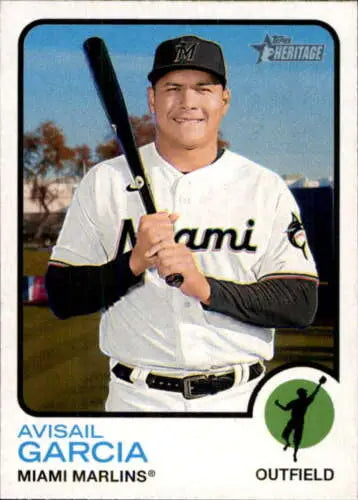 2022 Topps Heritage #252 Avisail Garcia baseball card with original gloss for Marlins fans