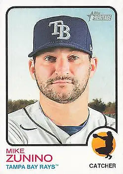 Baseball card of Mike Zunino from 2022 Topps Heritage for Tampa Bay Rays collectors