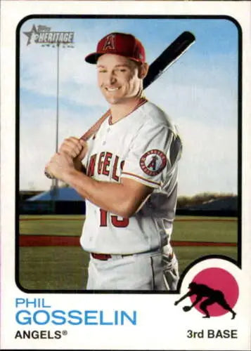 Baseball card of Phil Gosselin from 2022 Topps Heritage NM-MT with original gloss