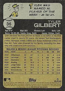 Tyler Gilbert Rookie card from 2022 Topps Heritage Arizona Diamondbacks Baseball set