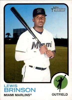 2022 Topps Heritage #39 Lewis Brinson baseball card with original gloss from Marlins