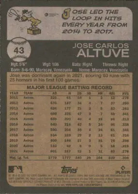 2022 Topps Heritage #43 Jose Altuve Houston Astros MLB Baseball Card NM-MT for collectors