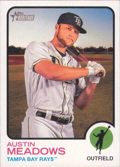 Austin Meadows Tampa Bay Rays baseball card from 2022 Topps Heritage Austin collection