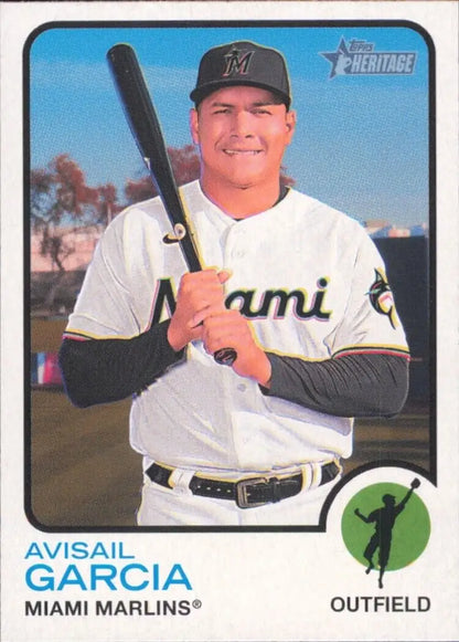 Topps Heritage Avisail Garcia Miami Marlins MLB Baseball card #252 displayed prominently