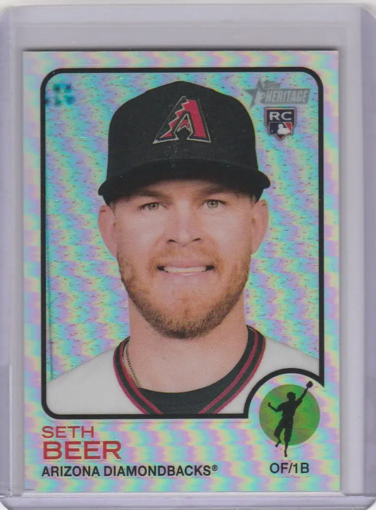 Baseball card of Seth Beer Arizona from Topps Heritage Chrome 322/673