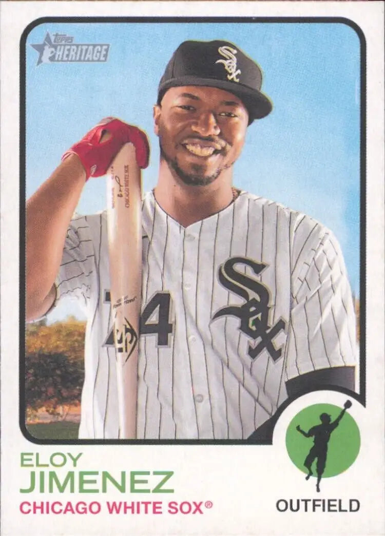 Eloy Jimenez Chicago White Sox Topps Heritage card #179 showcasing his MLB career