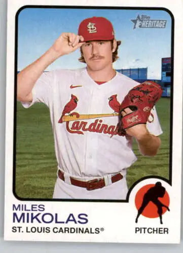 2022 Topps Heritage High Miles Mikolas baseball card with original gloss finish