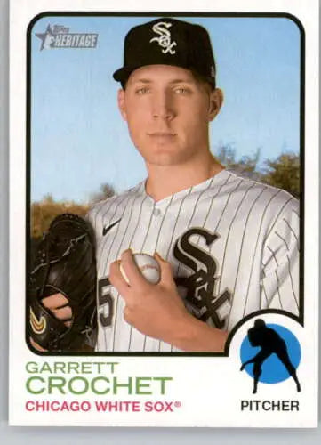 Garrett Crochet baseball card from 2022 Topps Heritage High Number featuring original gloss