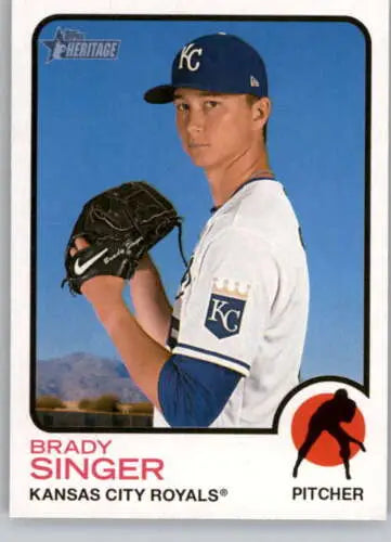 Brady Singer baseball card from 2022 Topps Heritage High Number with original gloss finish