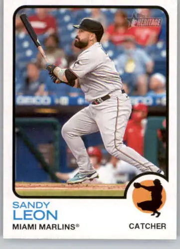 Sandy Leon baseball card from 2022 Topps Heritage High Number with original gloss finish