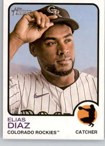 Elias Diaz baseball card from 2022 Topps Heritage High Number with original gloss finish