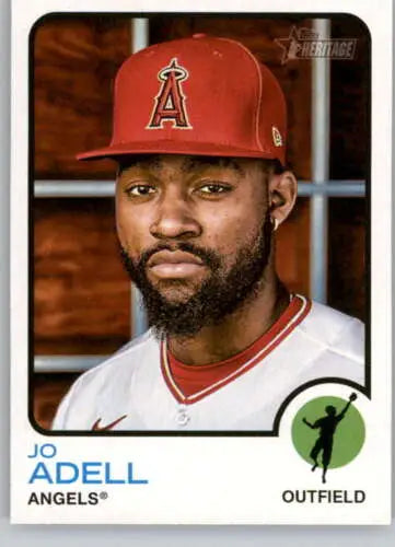 Jo Adell baseball card from 2022 Topps Heritage High Number with original gloss features