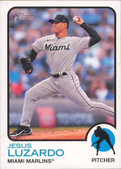 2022 Topps Heritage Jesus Luzardo Miami Marlins MLB Baseball card #85 collectible