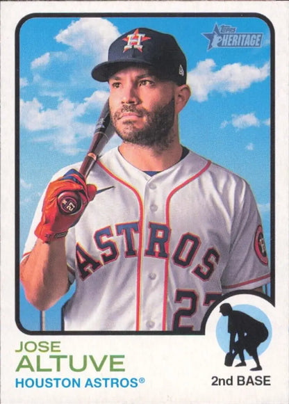 Jose Altuve Houston Astros baseball card from 2022 Topps Heritage series #43