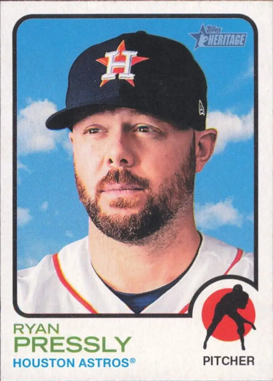 Topps Heritage Ryan Pressly baseball card featuring Houston Astros player #218