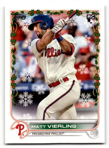 HW137 Matt Vierling 2022 Topps Holiday baseball card with original gloss finish