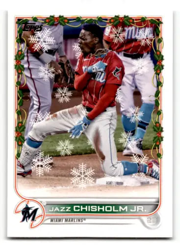 2022 Topps Holiday HW142 Jazz Chisholm Jr. trading card with original gloss finish