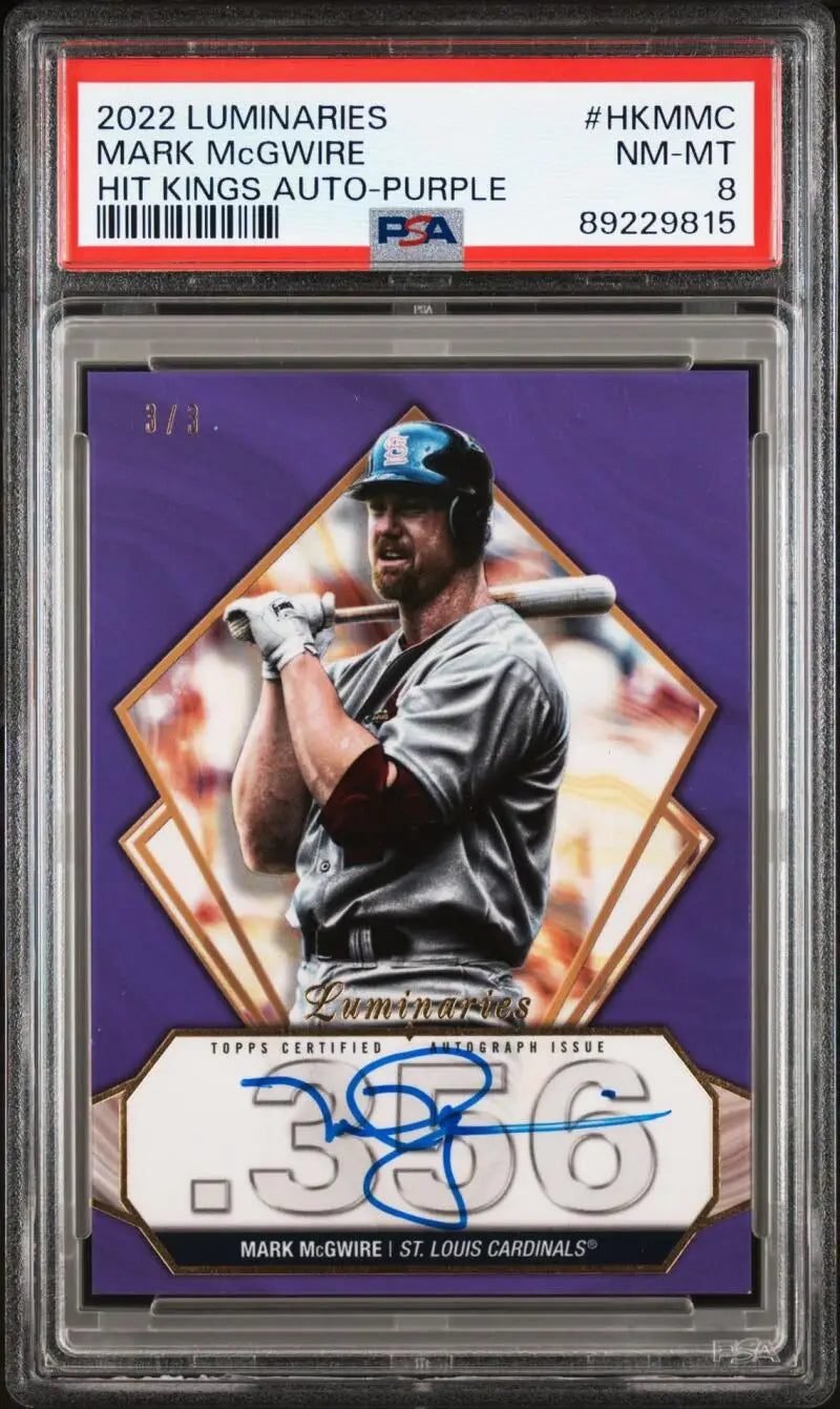 PSA-graded 2022 Topps Luminaries Mark McGwire baseball card autograph St. Louis Cardinals