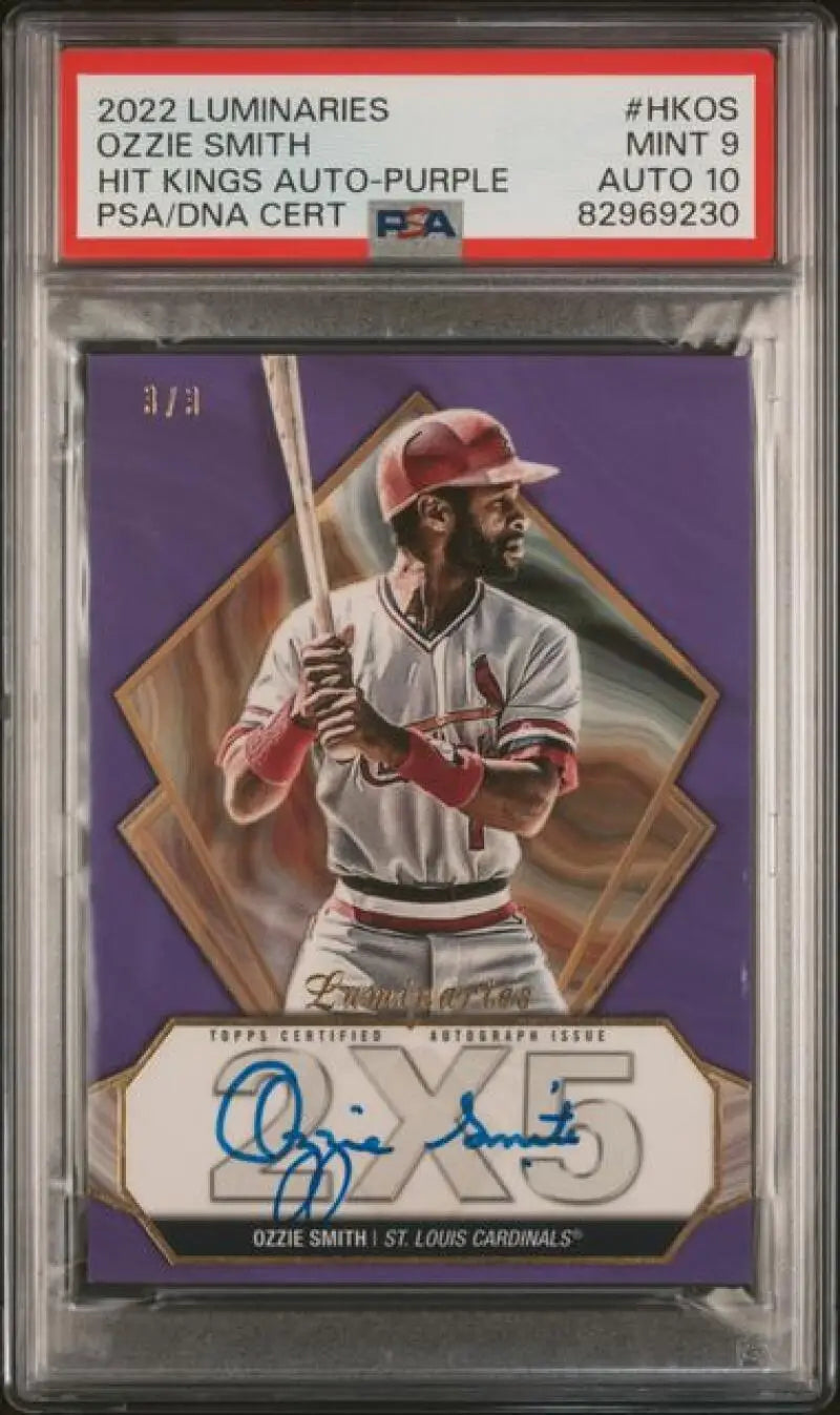 PSA-graded 2022 Topps Luminaries Ozzie Smith auto card for St. Louis Cardinals fans