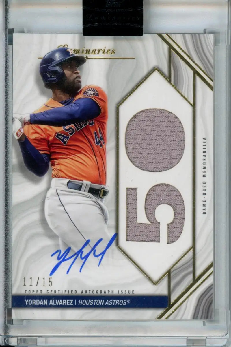 Yordan Alvarez Autographed 2022 Topps Luminaries Baseball Card with Jersey Swatch 11/15