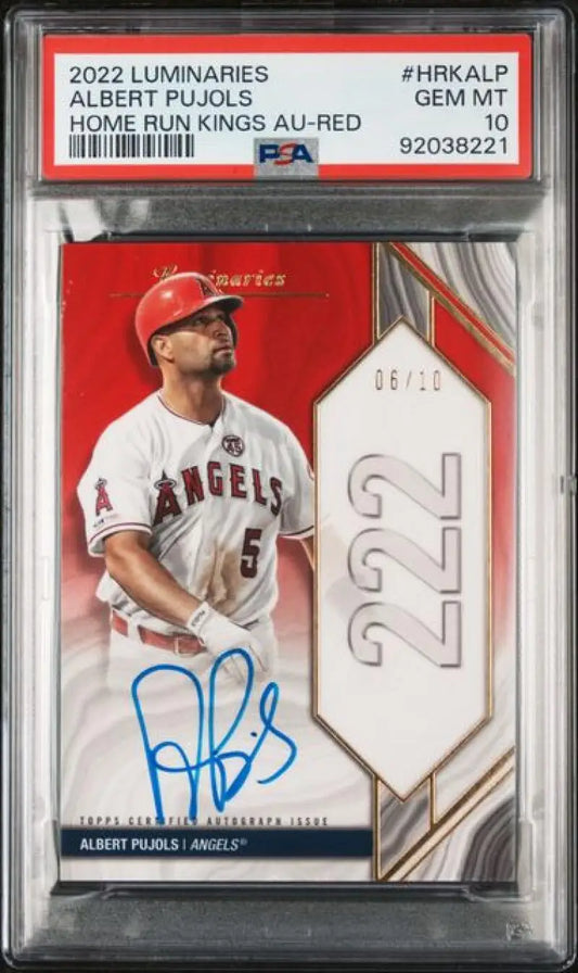 PSA 10 GEM MINT Albert Pujols Autographed Baseball Card Anaheim Angels 6/10