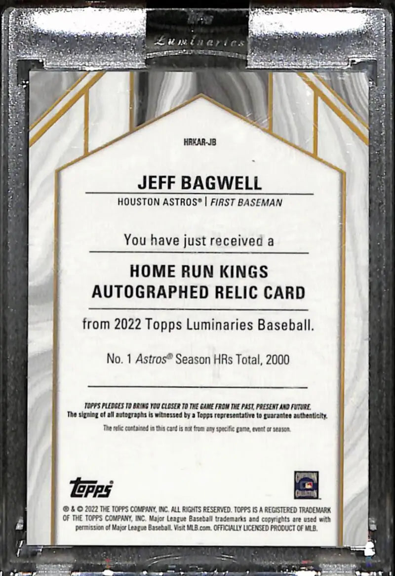 Topps Luminaries Jeff Bagwell Home Run Kings autographed relic Houston Astros baseball card