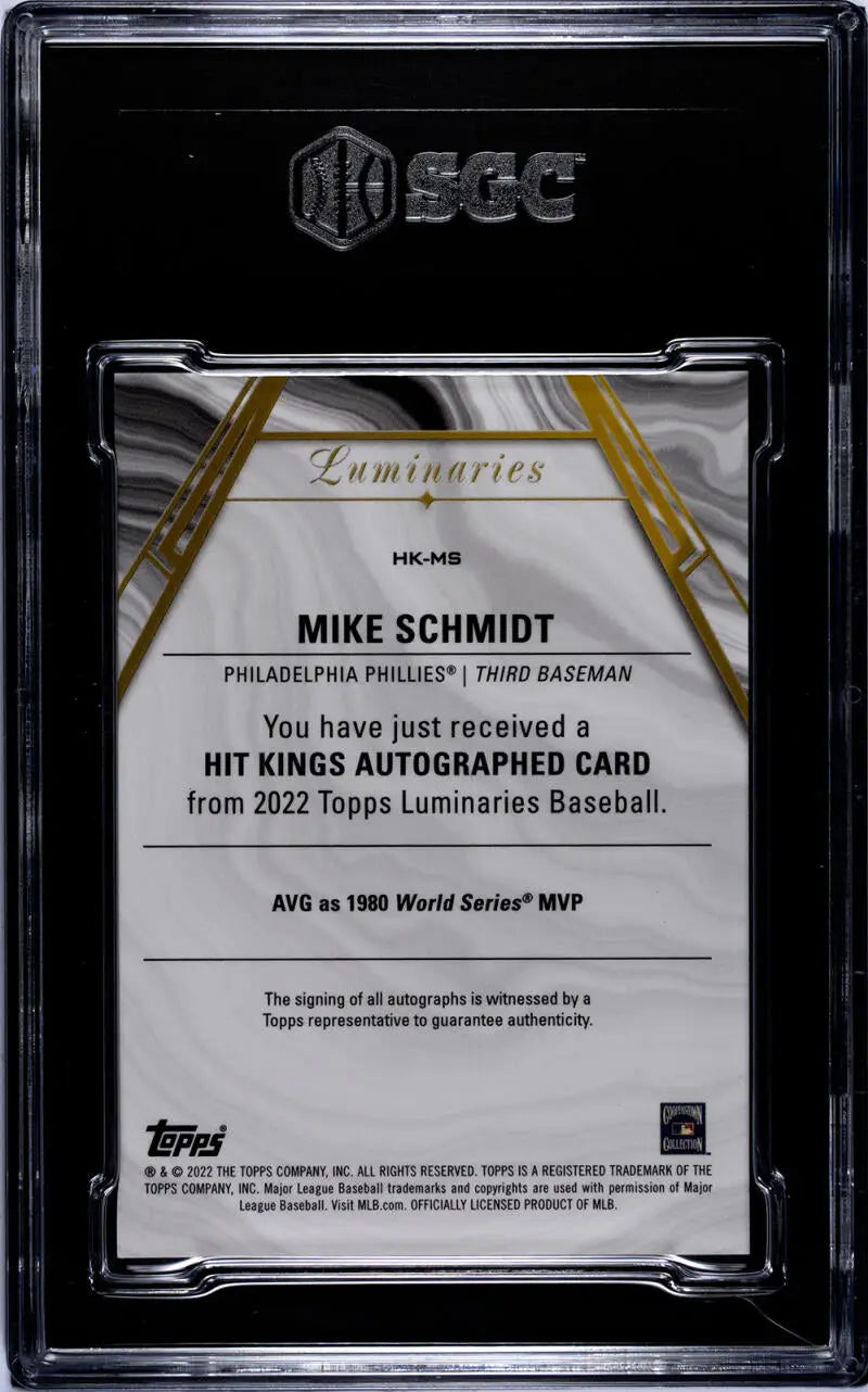 BGC-graded Topps Luminaries Purple Mike Schmidt Autograph Baseball Card Philadelphia Phillies