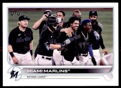 Miami Marlins baseball card from 2022 Topps #326 featuring vibrant team colors