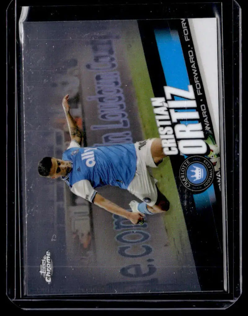 Baseball trading card of Cristian Ortiz in blue uniform for Topps MLS Chrome