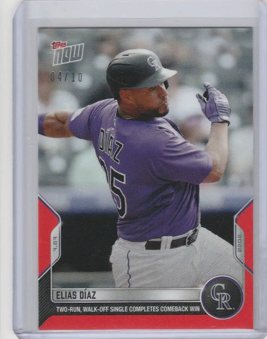 Elias Diaz Colorado Rockies batting stance baseball trading card 2022 Topps Now Parallel