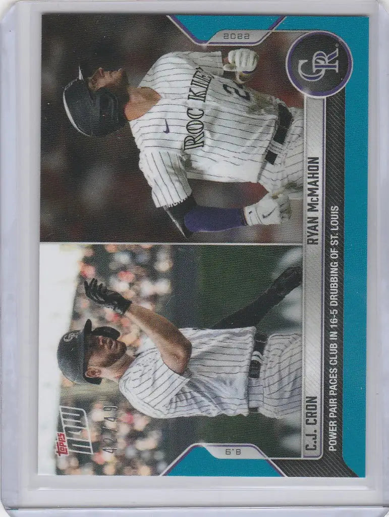 Baseball trading card of Ryan McMahon and CJ Cron, Colorado Rockies, limited edition