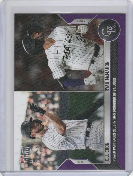 Baseball trading card of Ryan McMahon and CJ Cron from Colorado Rockies 2022 TOPPS NOW